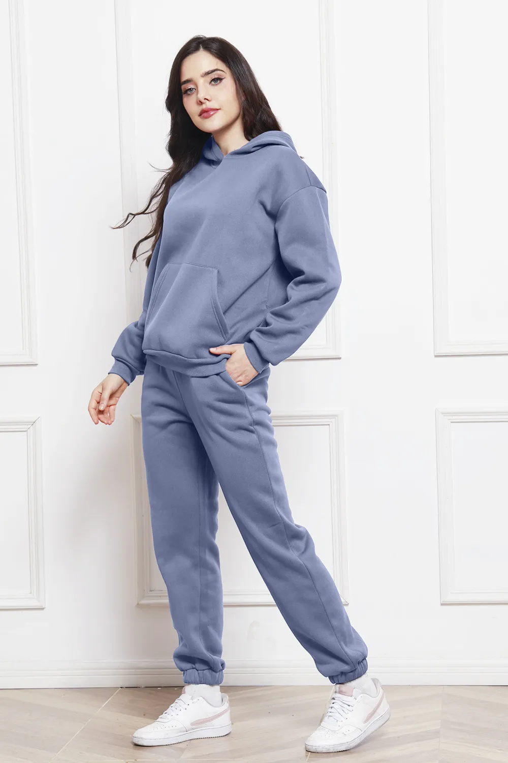 Drop Shoulder Long Sleeve Hoodie and Pants Set, image 26