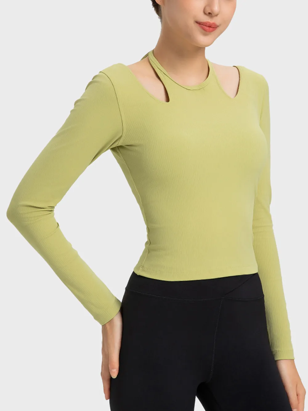 Halter Neck Long Sleeve Sporty Top, image 6
