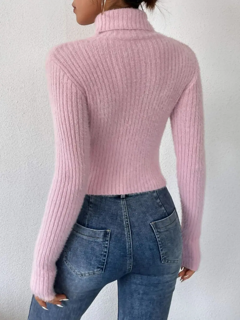 Ribbed Turtleneck Long Sleeve Sweater, image 3