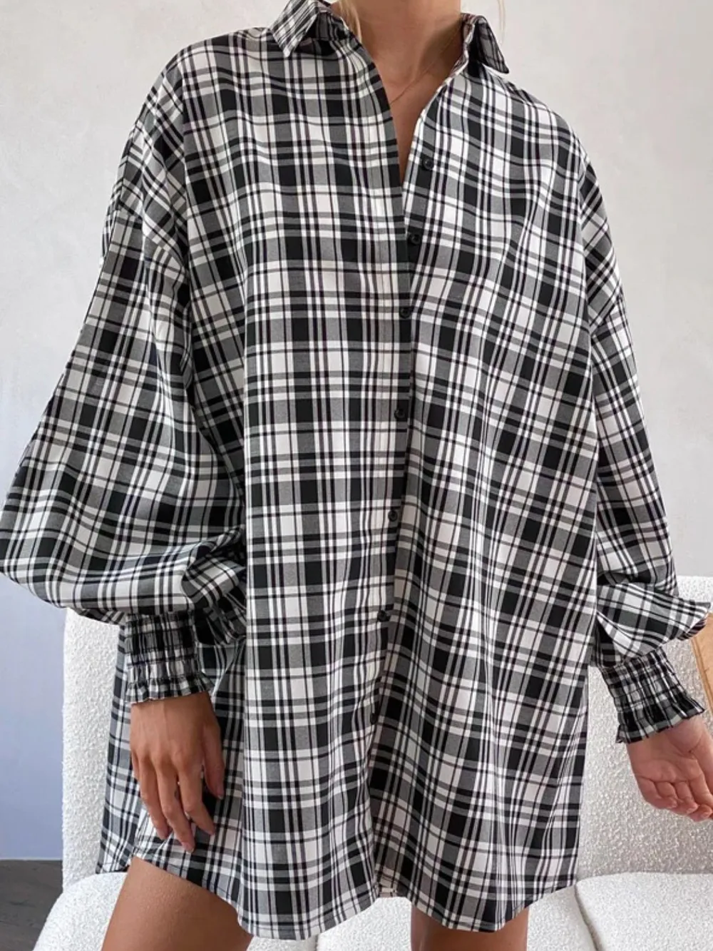 Plaid Lantern Sleeve Shirt, image 15