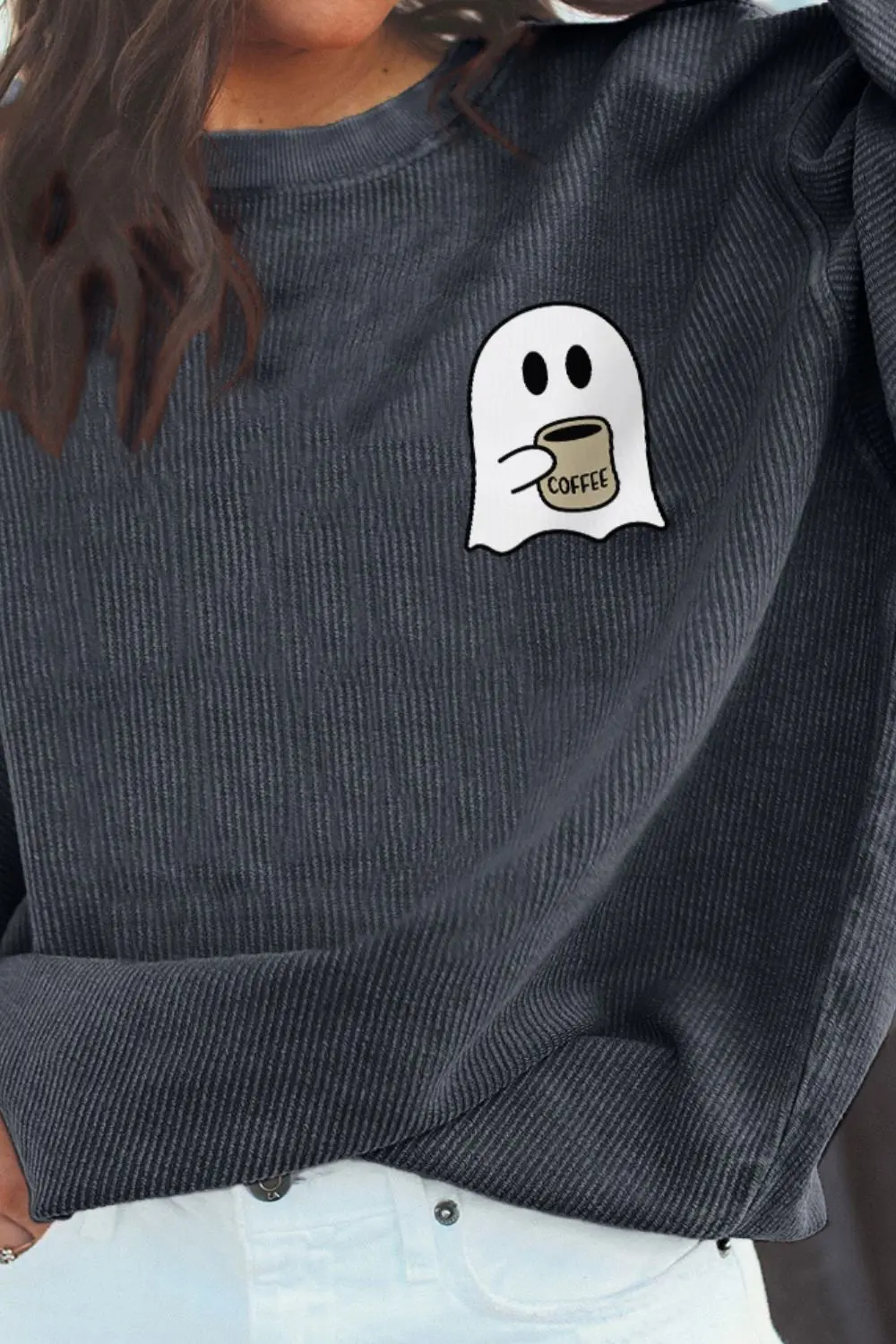 Ghost Graphic Drop Shoulder Sweatshirt, image 2