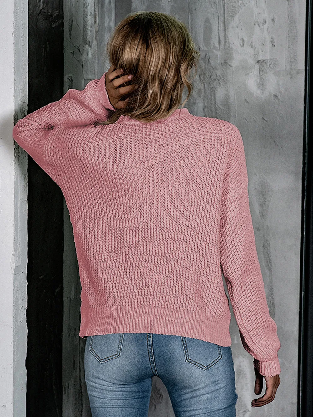 Openwork Mock Neck Long Sleeve Sweater, image 10