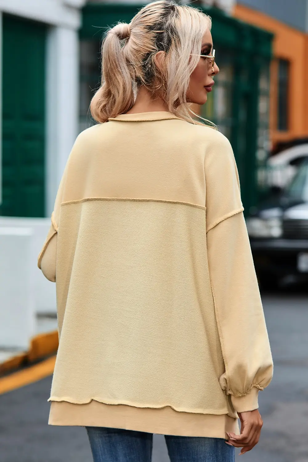Buttoned Dropped Shoulder Sweatshirt, image 7