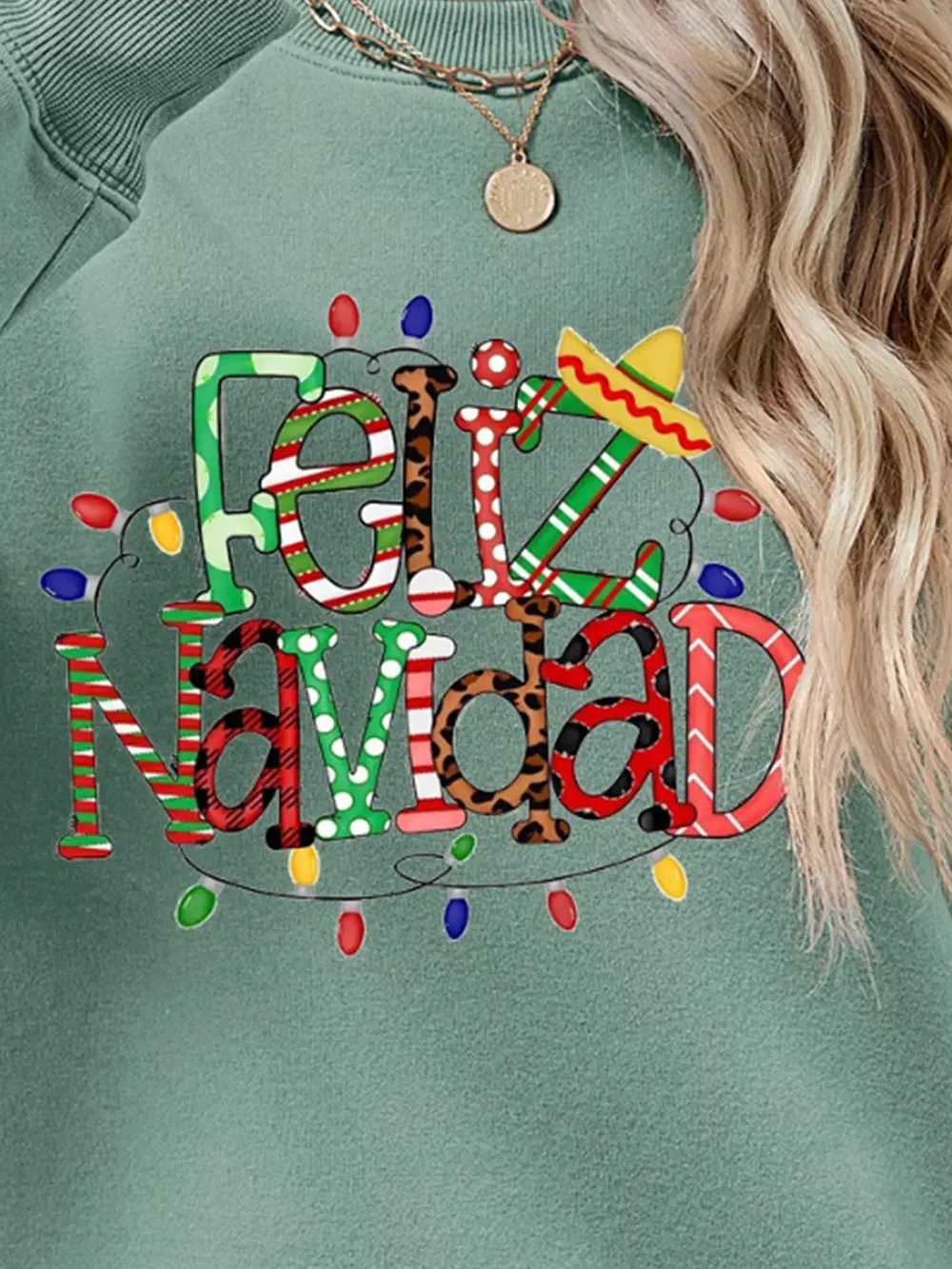 FELIZ NAVIDAD Round Neck Drop Shoulder Sweatshirt, image 20