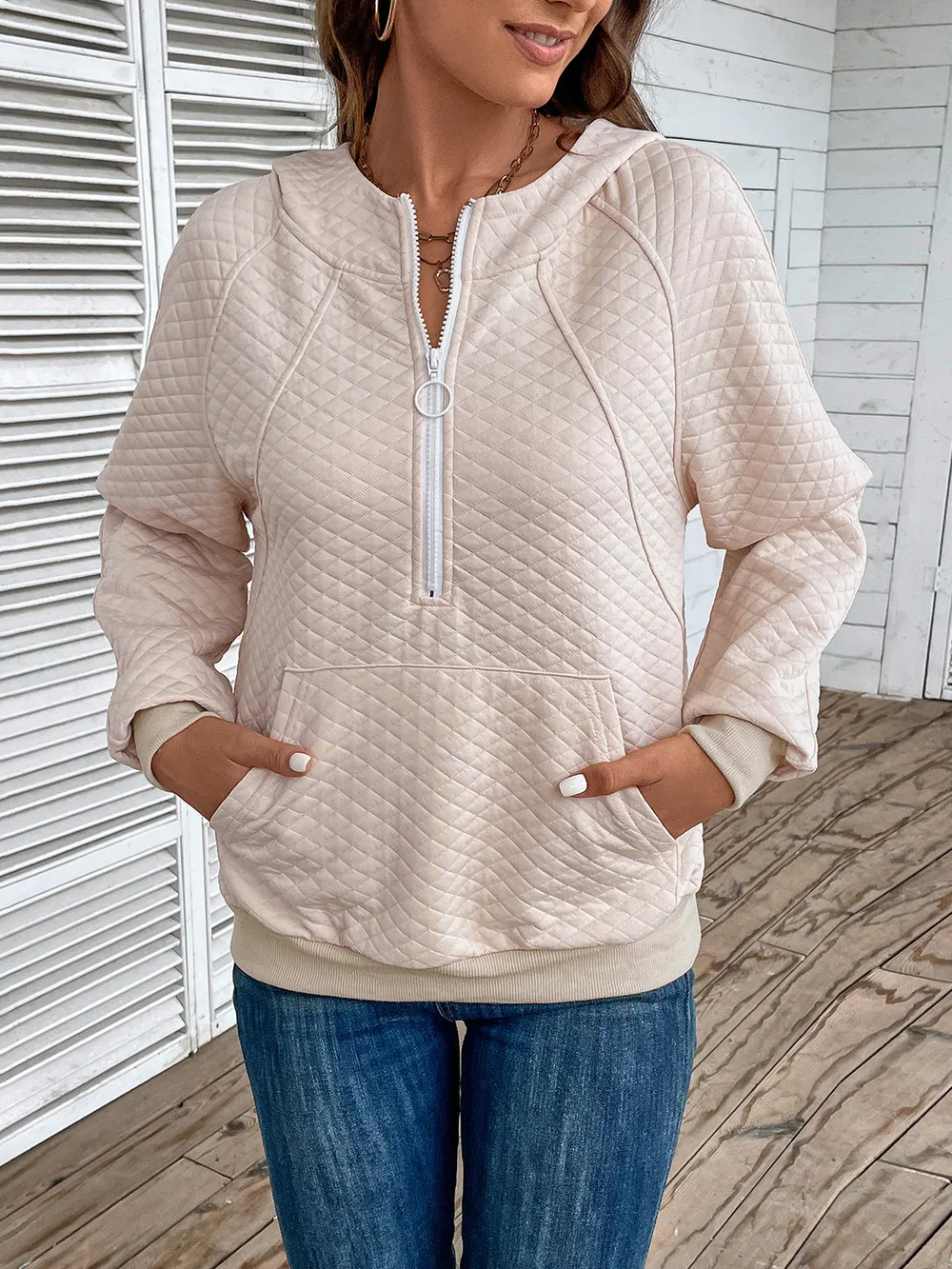 Half Zip Hoodie with Pocket, image 5
