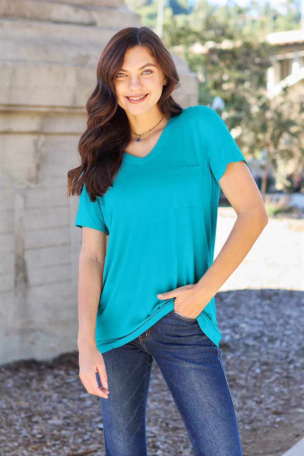 Full Size V-Neck Short Sleeve T-Shirt, image 5