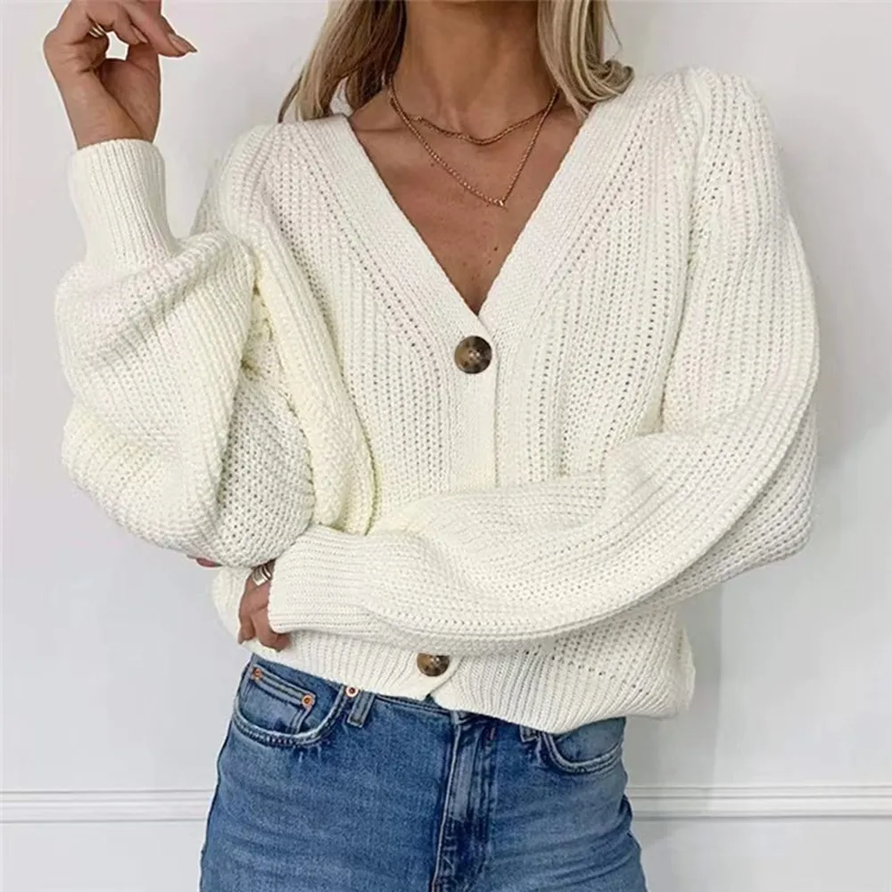 Button Up V-Neck Long Sleeve Cardigan, image 8