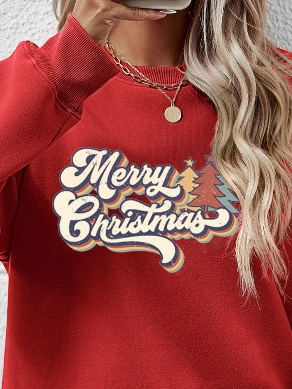 Christmas Letter Graphic Round Neck Sweatshirt, image 9