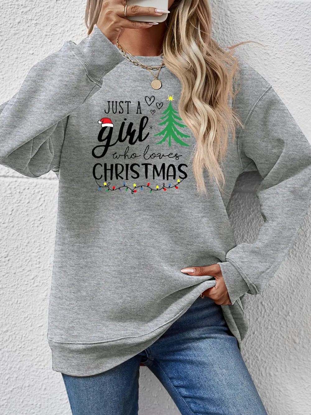 Letter Graphic Round Neck Sweatshirt, image 8