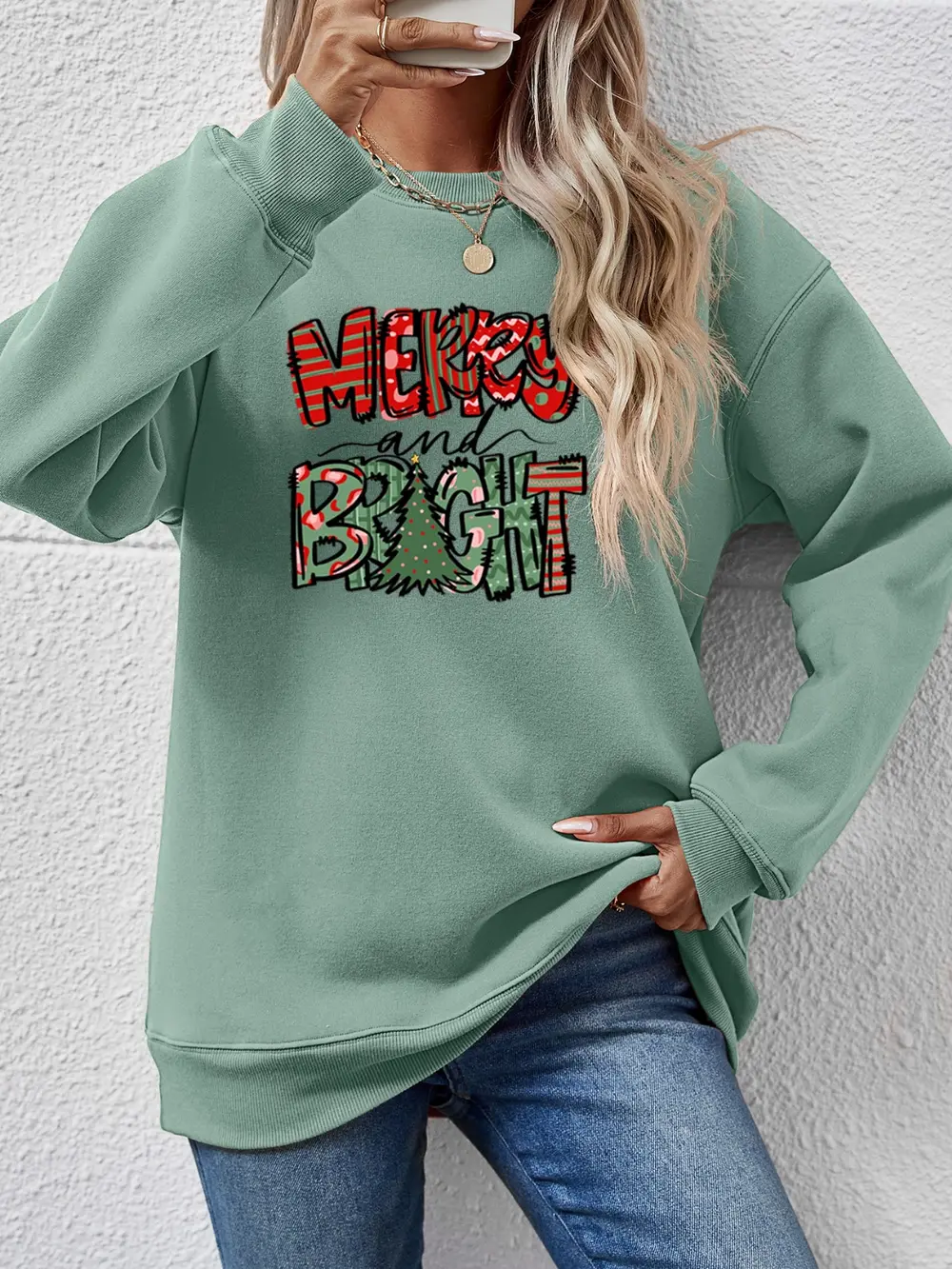 MERRY AND BRIGHT Long Sleeve Sweatshirt, image 11