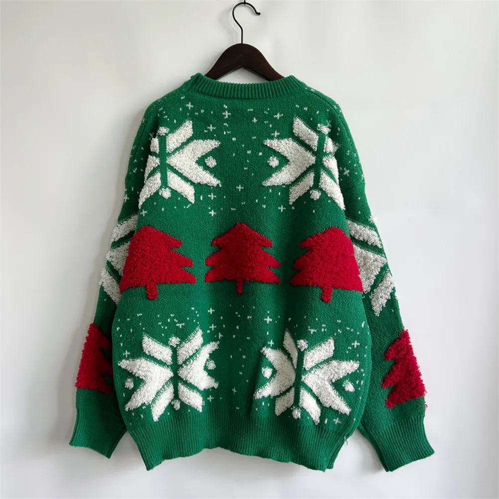 Snowflake Round Neck Long Sleeve Sweater, image 11