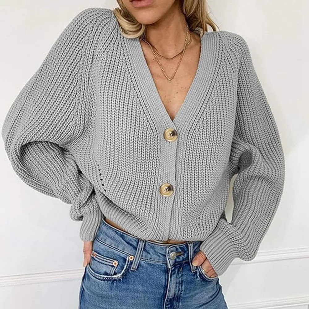 Button Up V-Neck Long Sleeve Cardigan, image 7