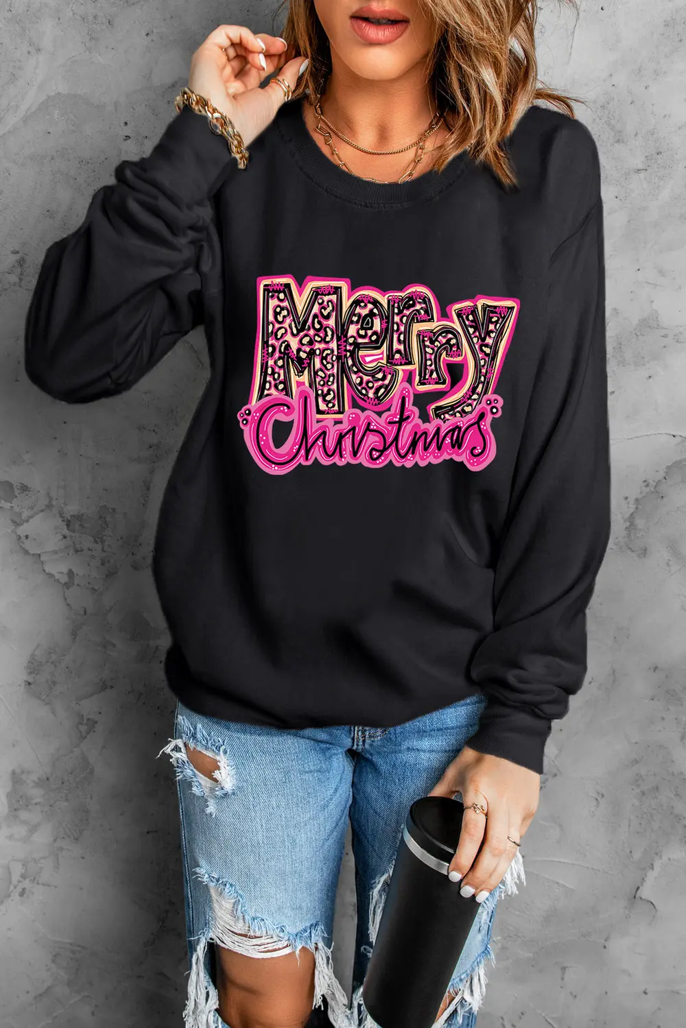 MERRY CHRISTMAS Long Sleeve Sweatshirt, image 2