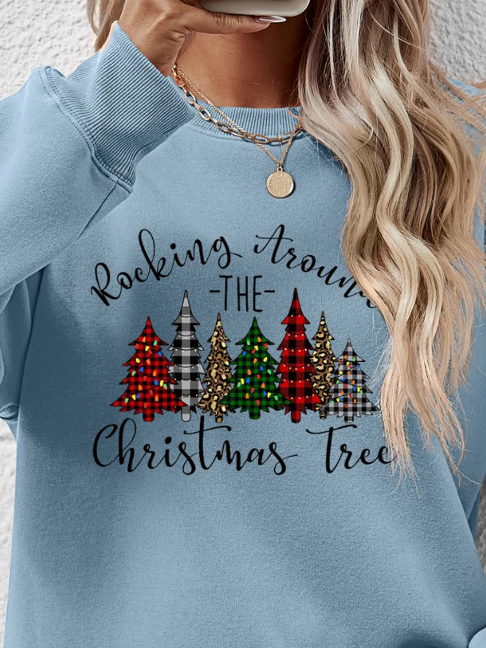 Christmas Tree Graphic Round Neck Sweatshirt, image 9