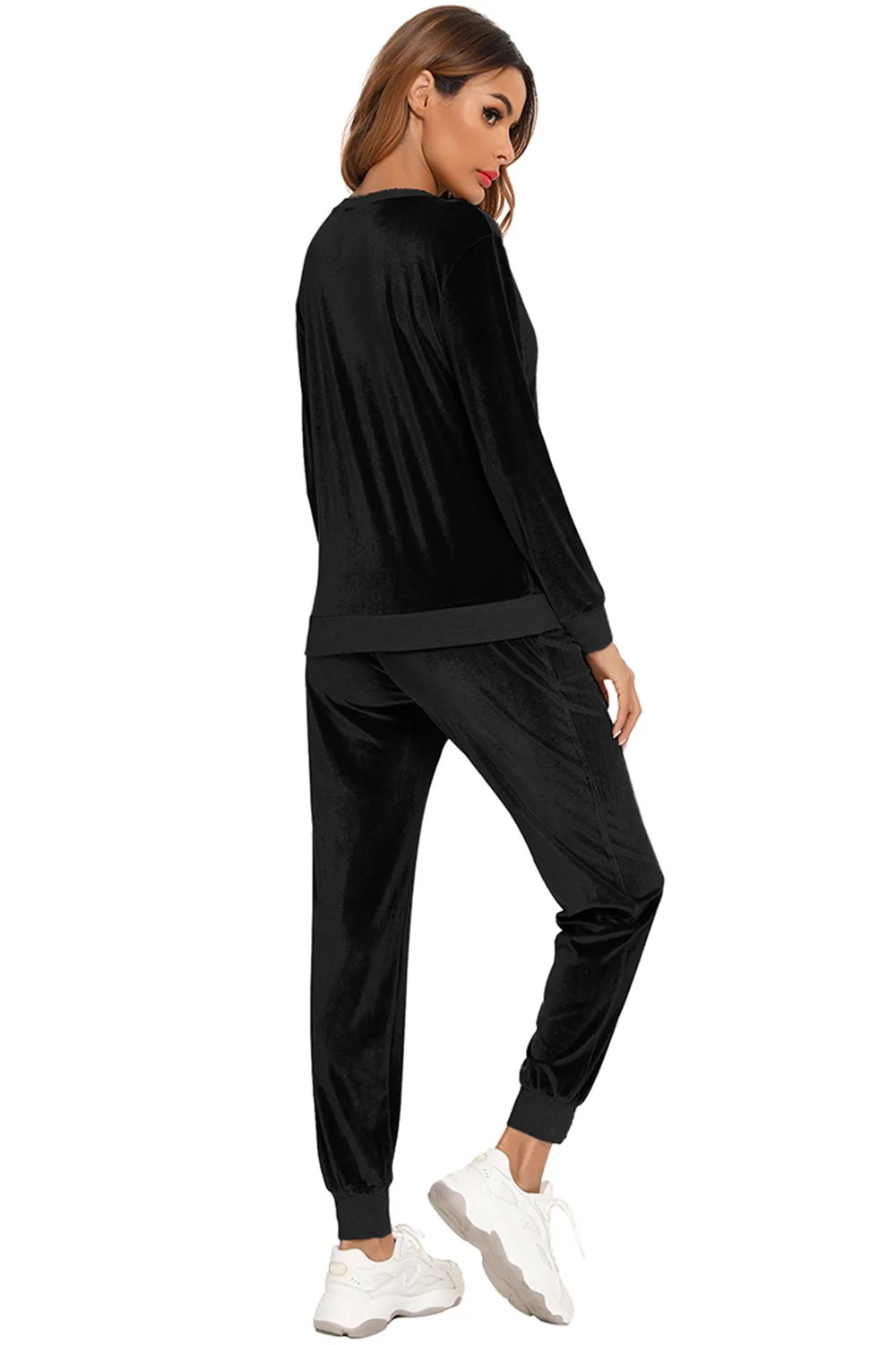 Round Neck Long Sleeve Loungewear Set with Pockets, image 6