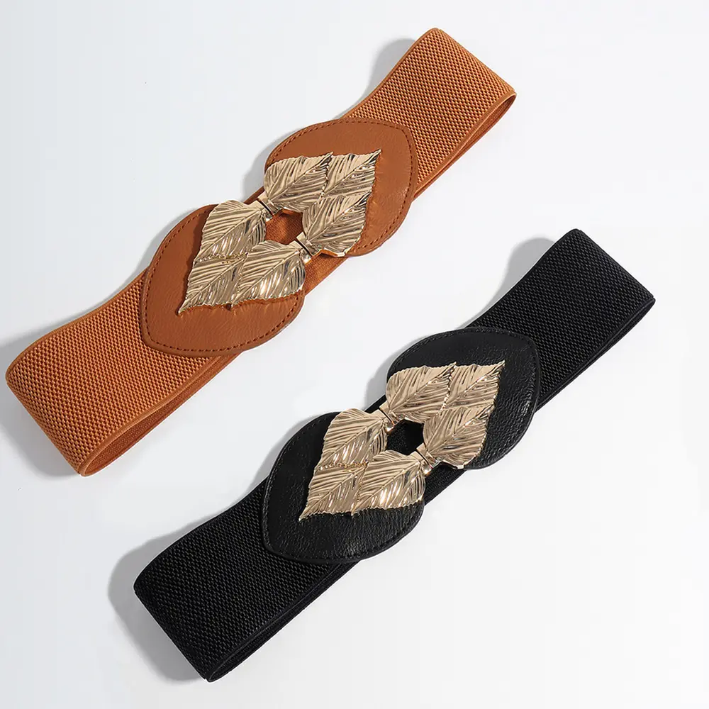 Alloy Leaf Buckle Elastic Belt, image 2