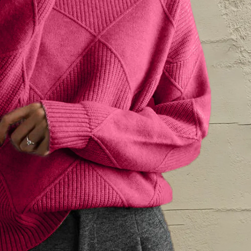 Geometric Turtleneck Long Sleeve Sweater, image 3