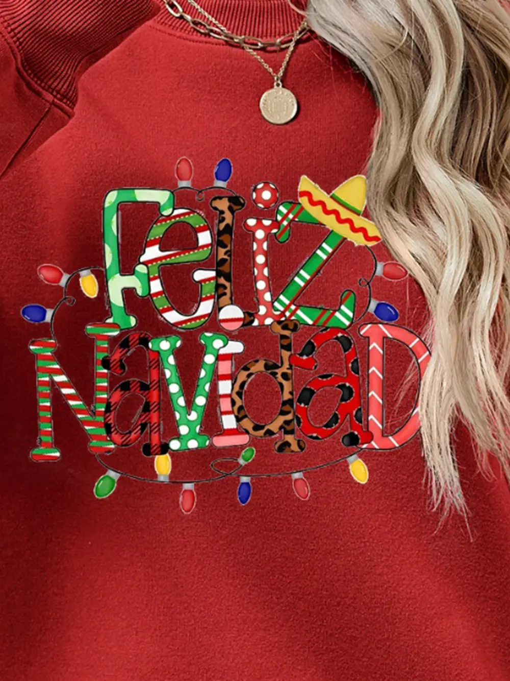 FELIZ NAVIDAD Round Neck Drop Shoulder Sweatshirt, image 8