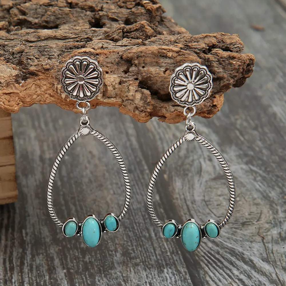 Artificial Turquoise Teardrop Earrings, image 4