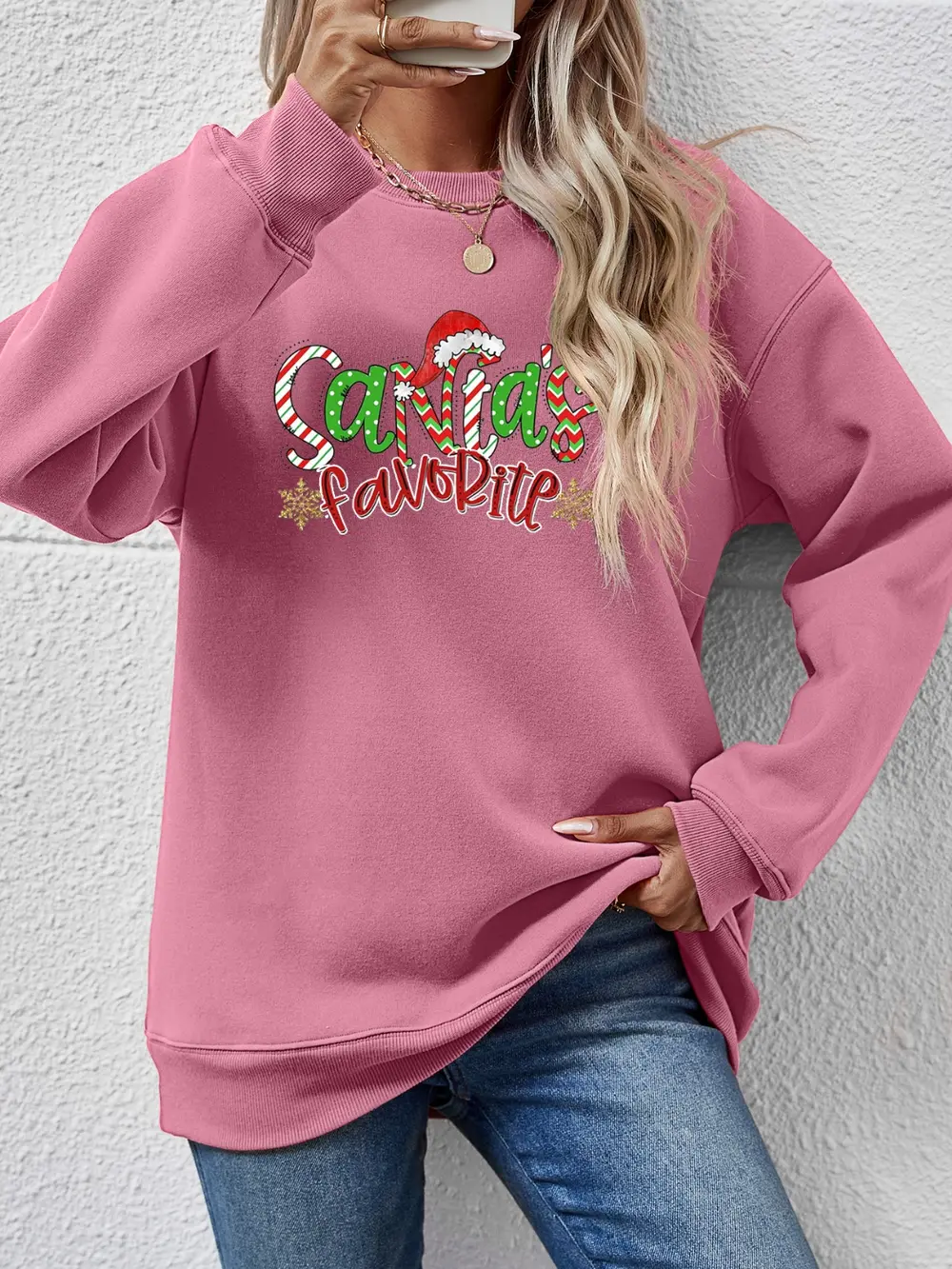 Letter Graphic Round Neck Long Sleeve Sweatshirt, image 7