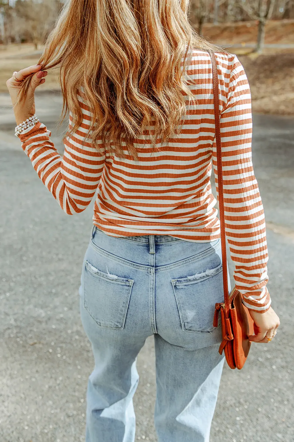 Striped Mock Neck Long Sleeve Top, image 9