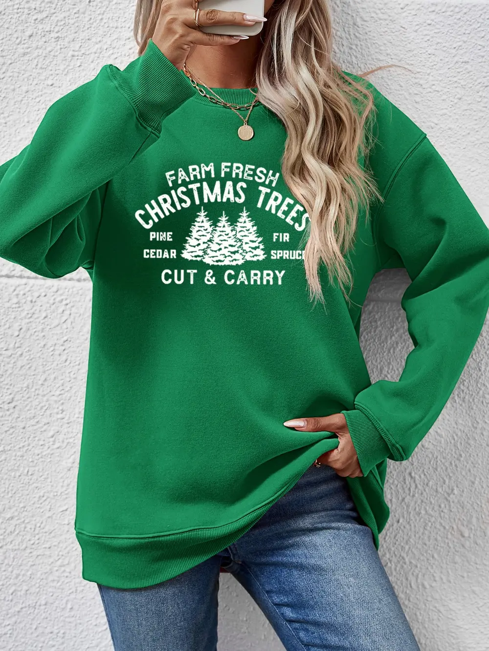 Round Neck Graphic Long Sleeve Sweatshirt, image 2