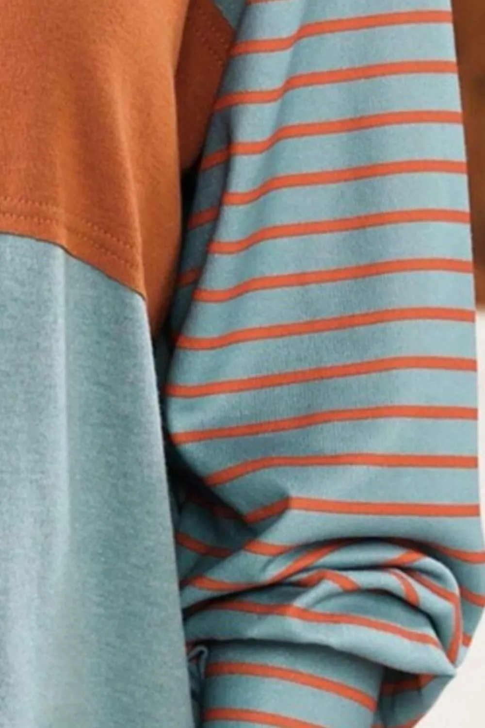 Round Neck Striped Long Sleeve Slit T-Shirt, image 10