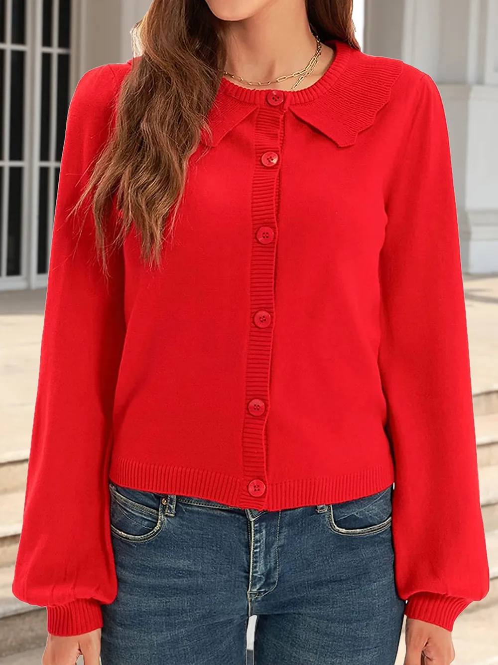 Collared Long Sleeve Button Down Cardigan, image 4