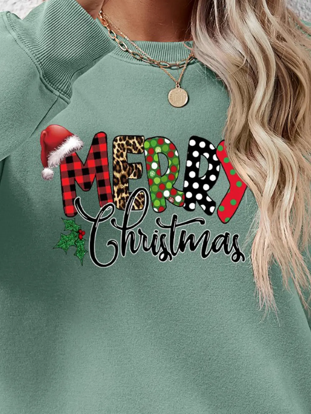 MERRY CHRISTMAS Round Neck Dropped Shoulder Sweatshirt, image 20