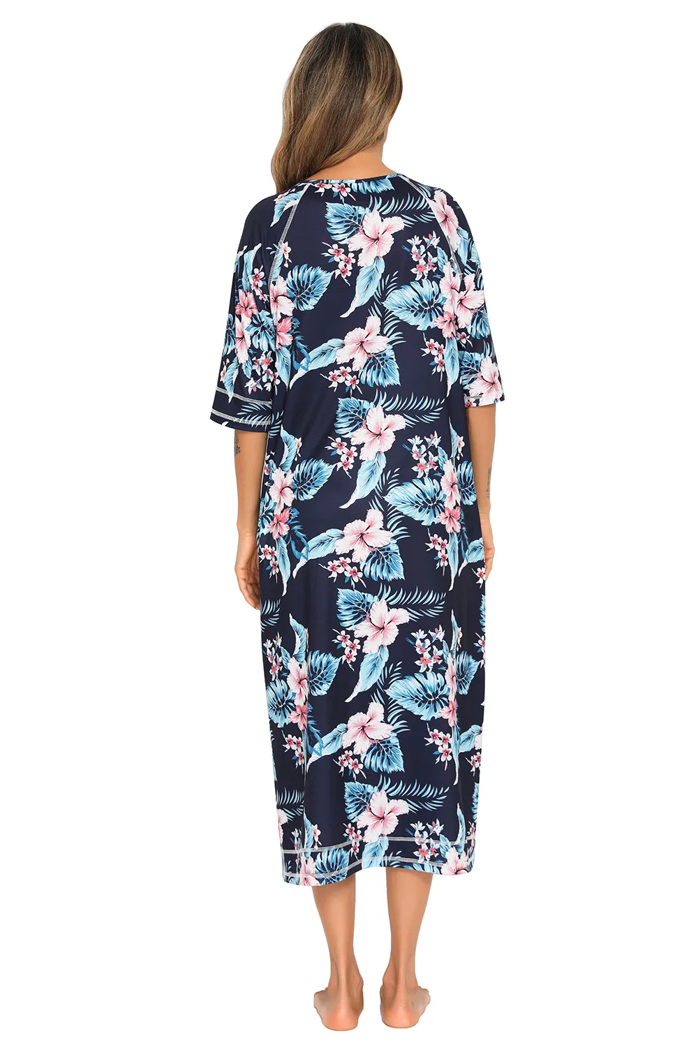 Printed Slit Night Dress with Pockets, image 14