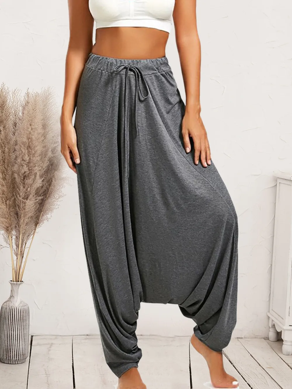 Tied Mid Waist Long Harem Pants, image 7