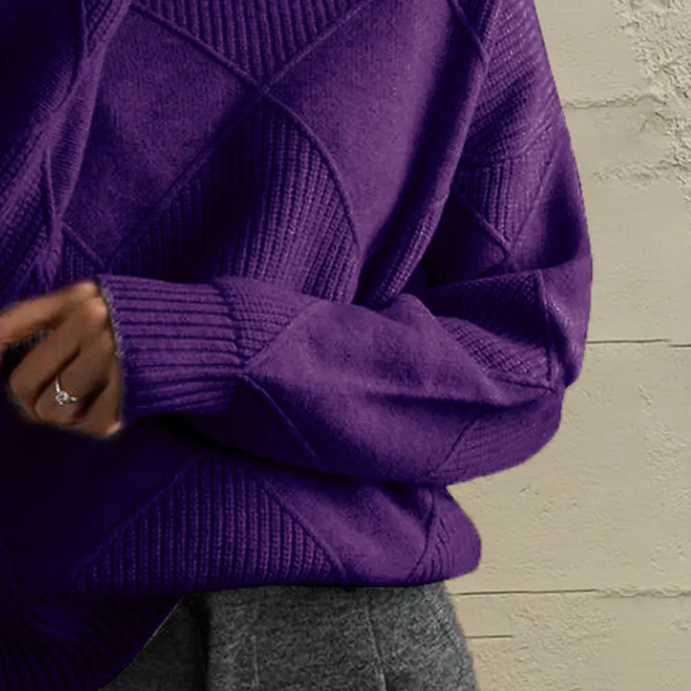 Geometric Turtleneck Long Sleeve Sweater, image 23