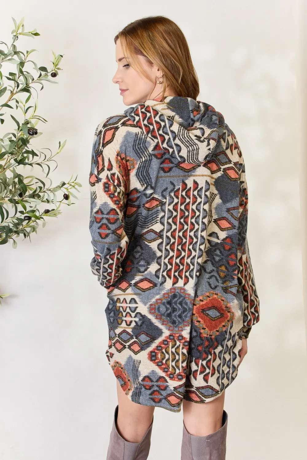 Full Size Printed Button Up Hooded Jacket, image 12