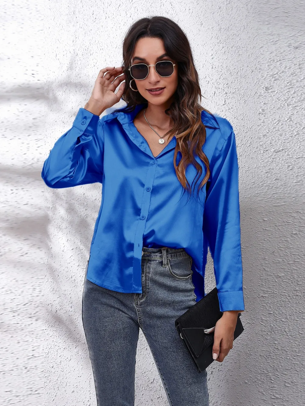 Collared Neck Buttoned Long Sleeve Shirt, image 17