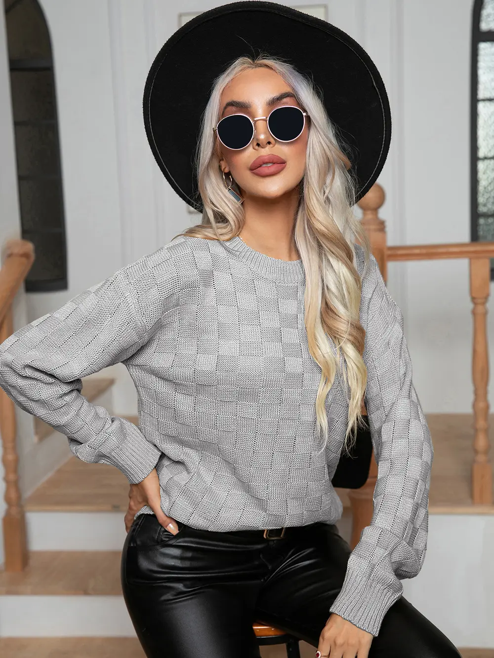 Round Neck Drop Shoulder Sweater, image 9