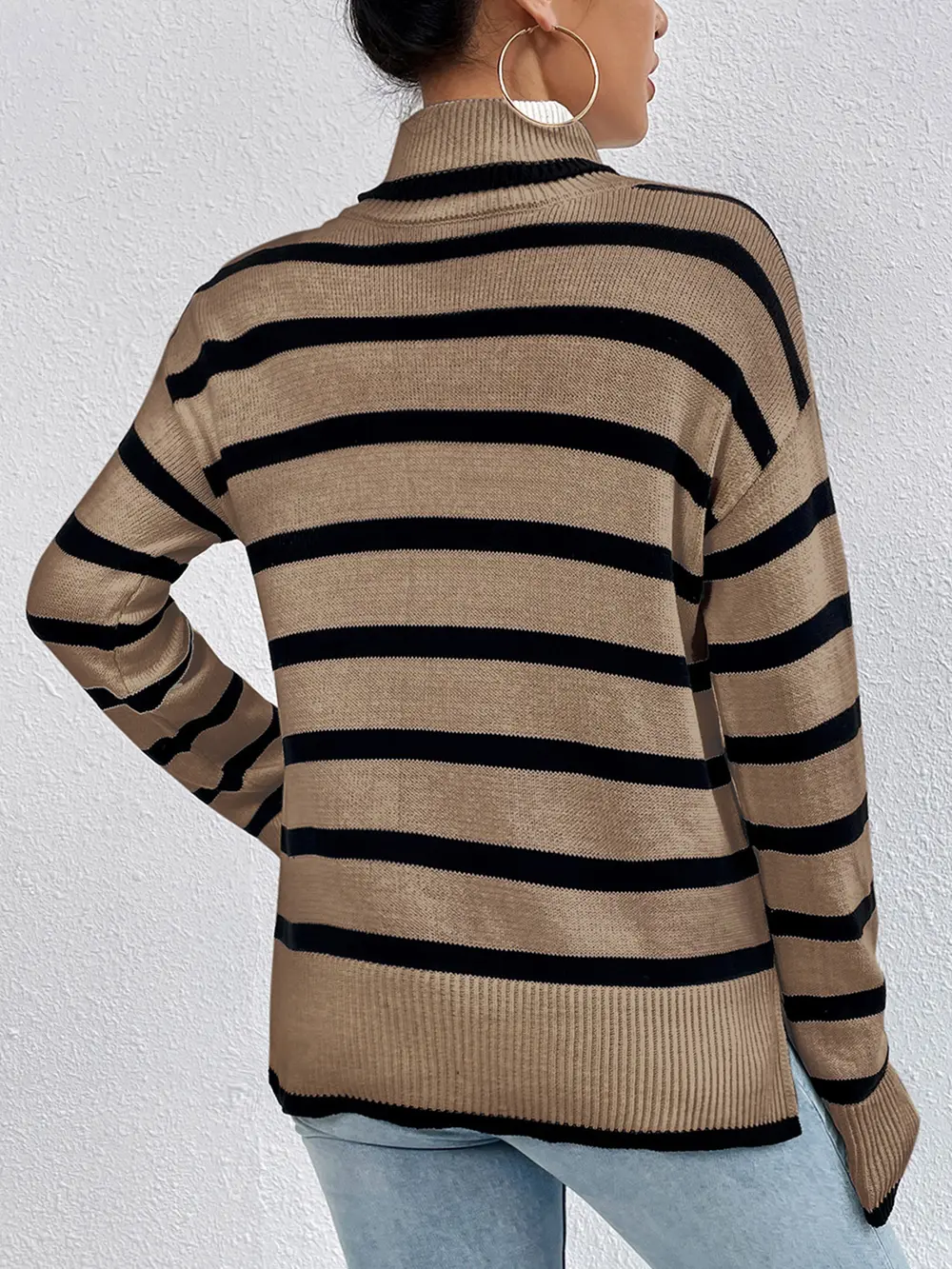 Striped Turtleneck Long Sleeve Sweater, image 6