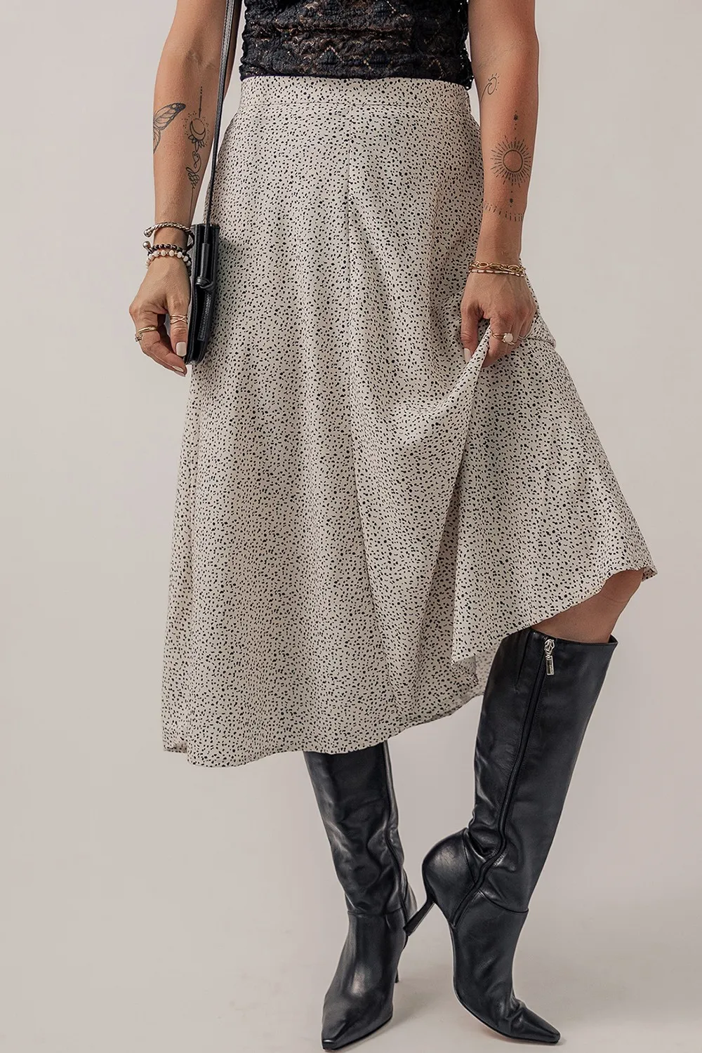 Speckle High Waist Midi Skirt, image 3
