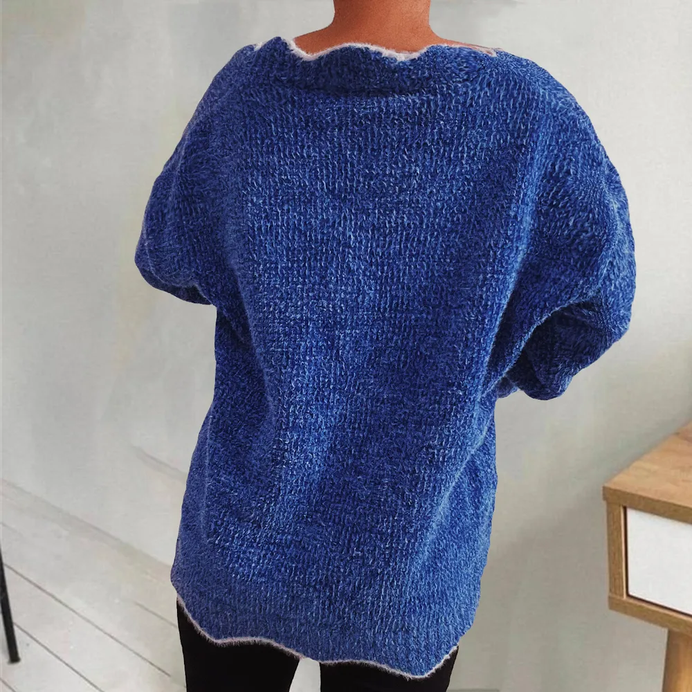 V-Neck Drop Shoulder Long Sleeve Sweater, image 11