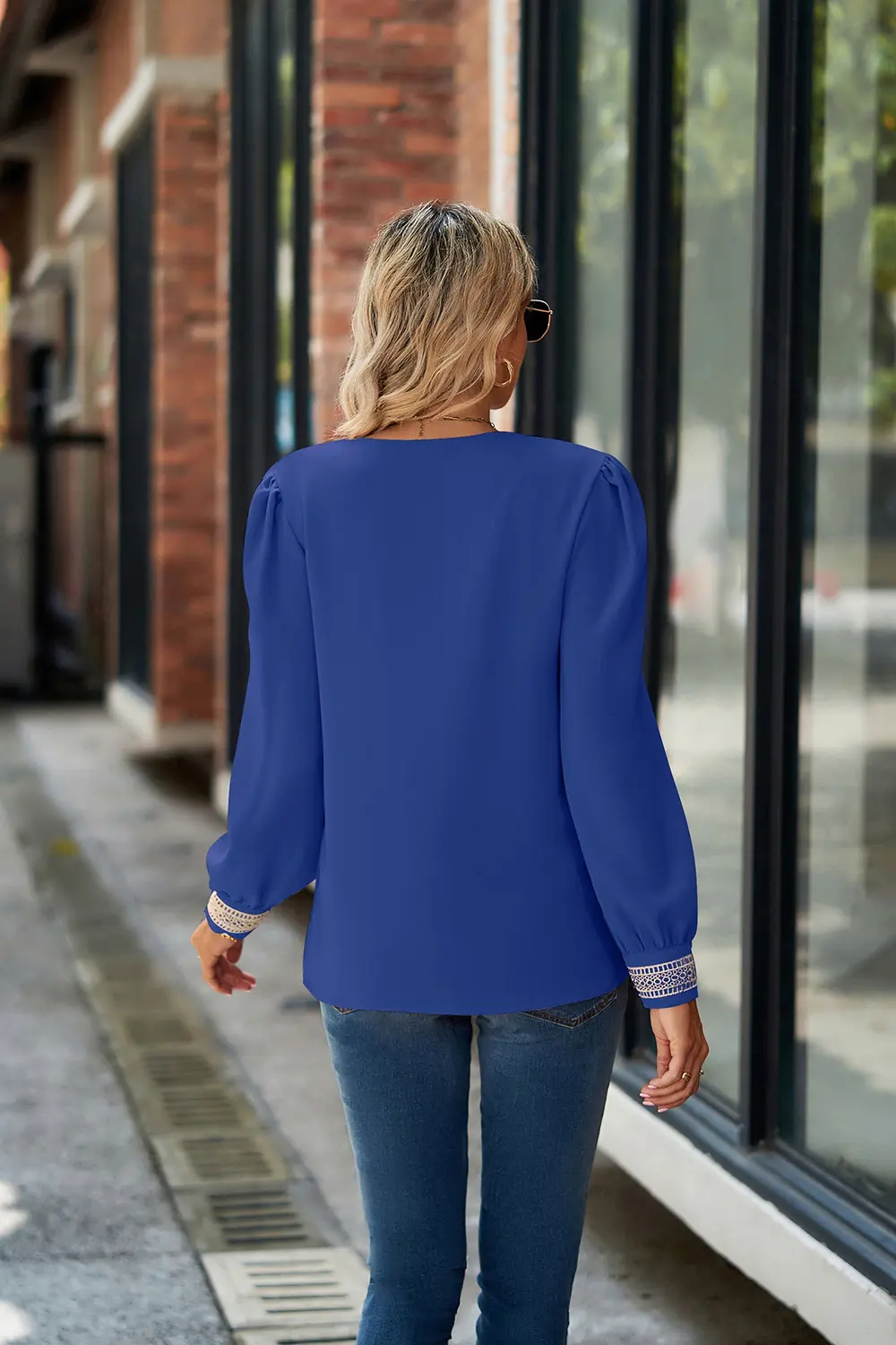 V-Neck Lace Detail Long Sleeve Top, image 15