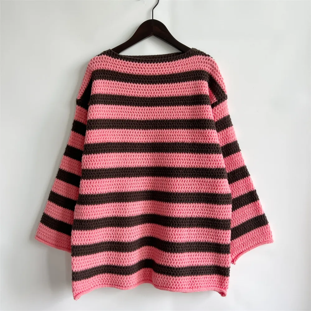 Striped Round Neck Long Sleeve Sweater, image 4