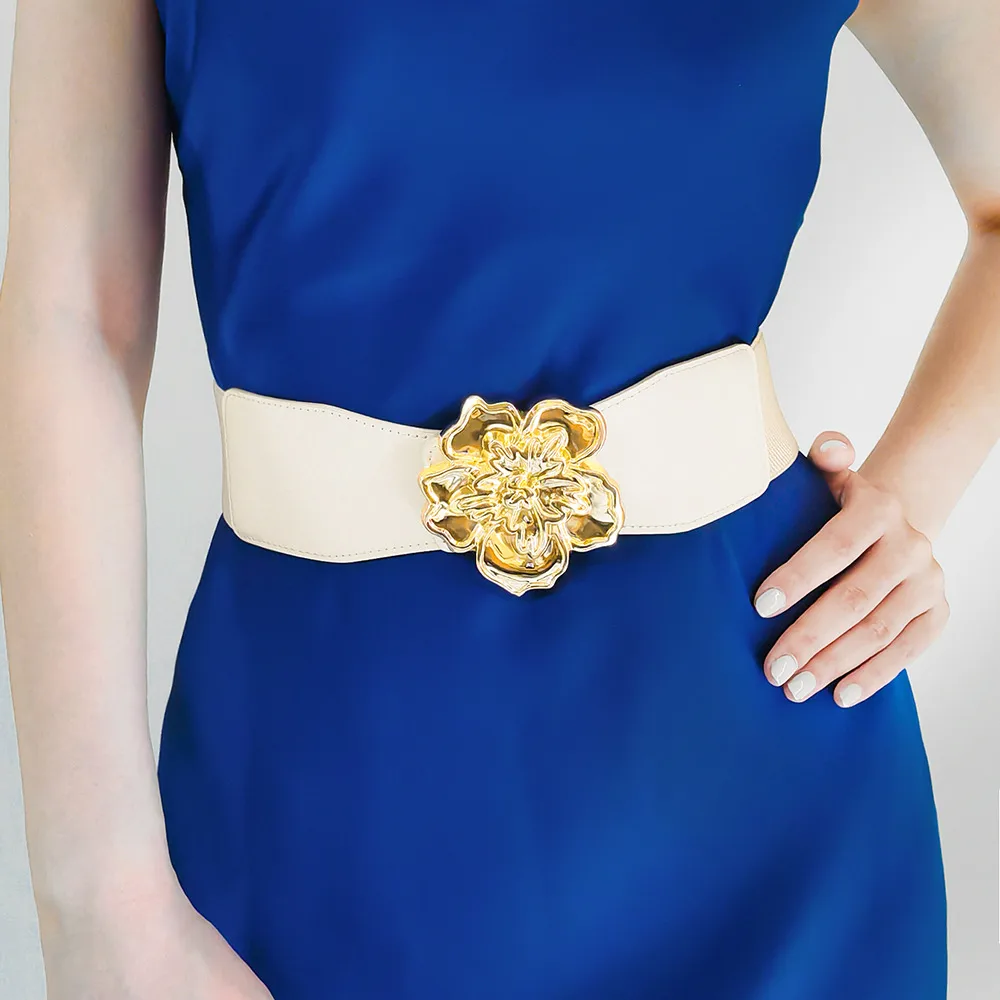 Flower Alloy Buckle Elastic Belt, image 3