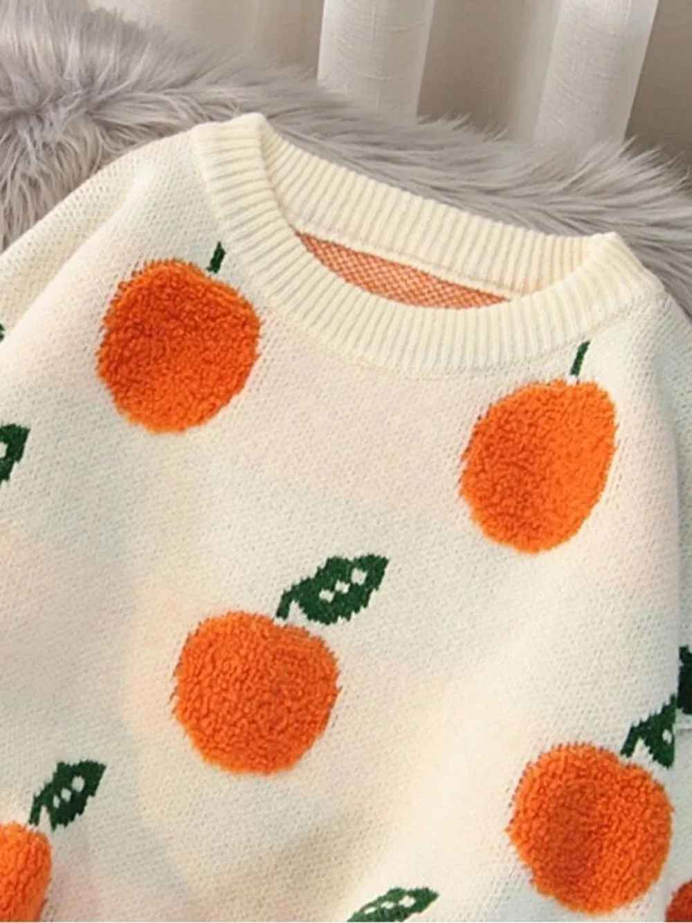 Printed Round Neck Drop Shoulder Sweater, image 3