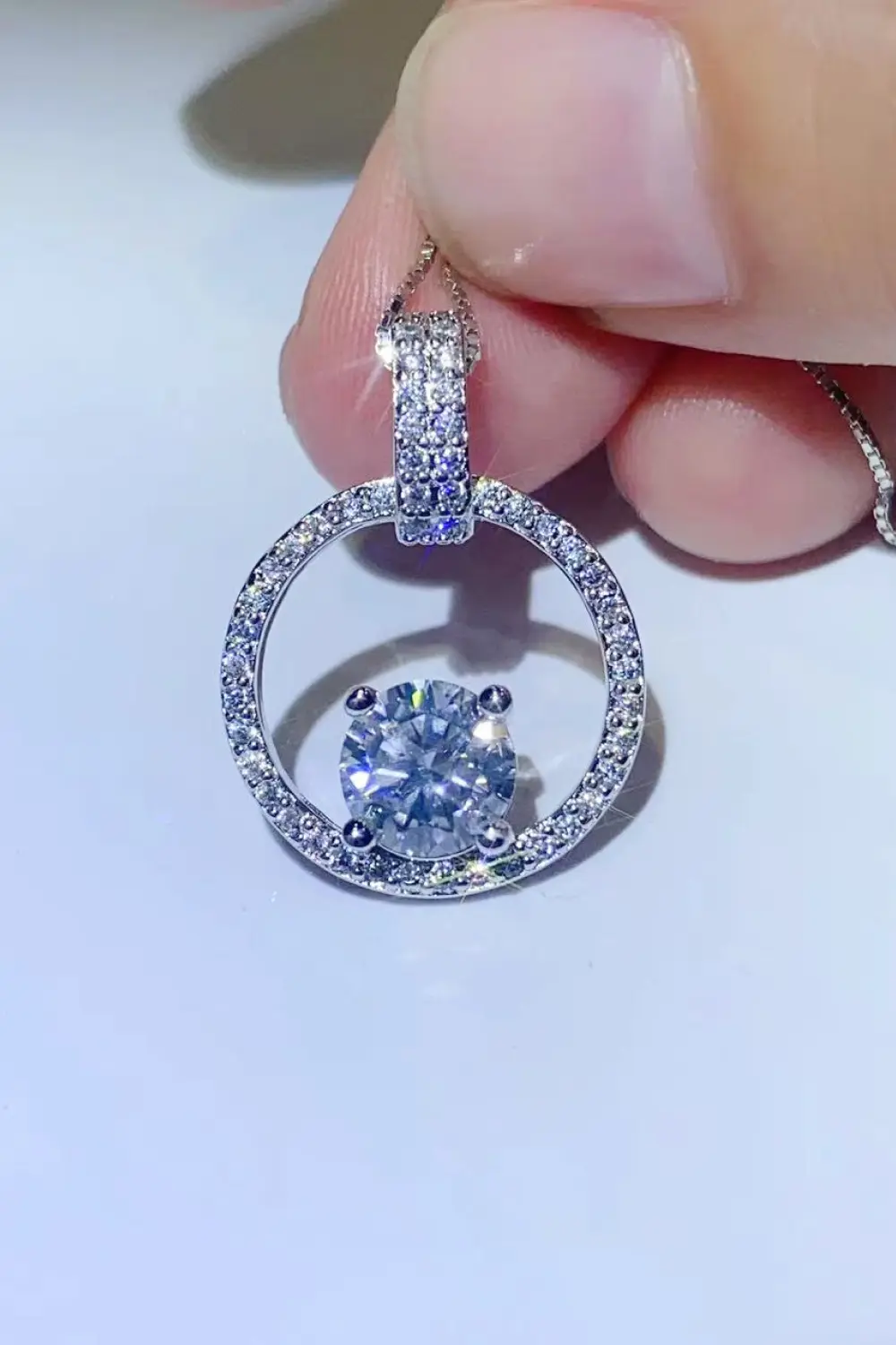 1 Carat Moissanite 925 Sterling Silver Necklace, image 4