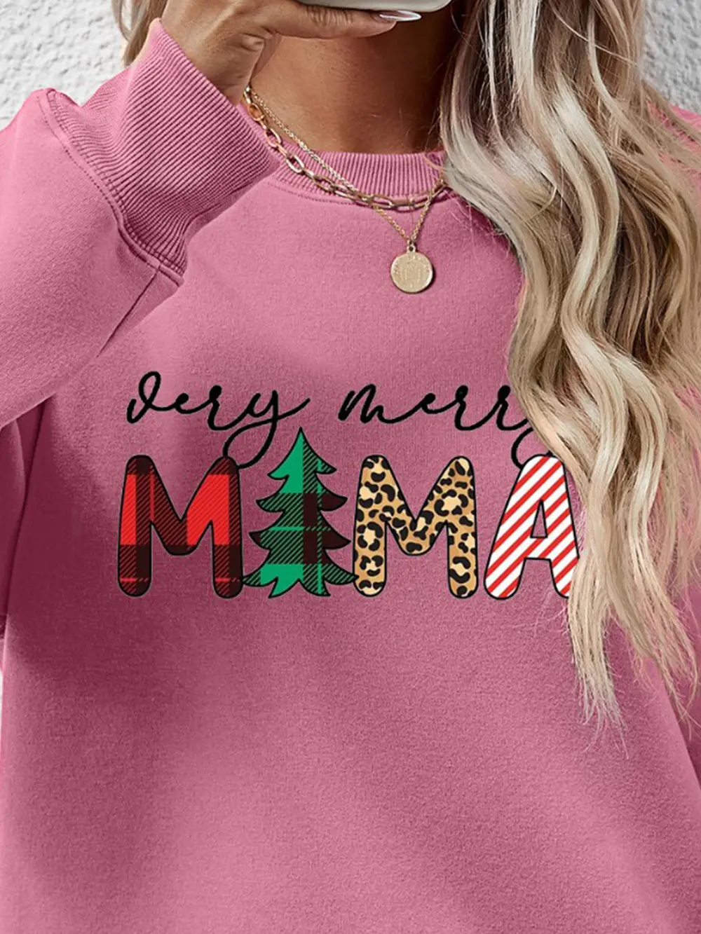 Letter Graphic Round Neck Long Sleeve Sweatshirt, image 14