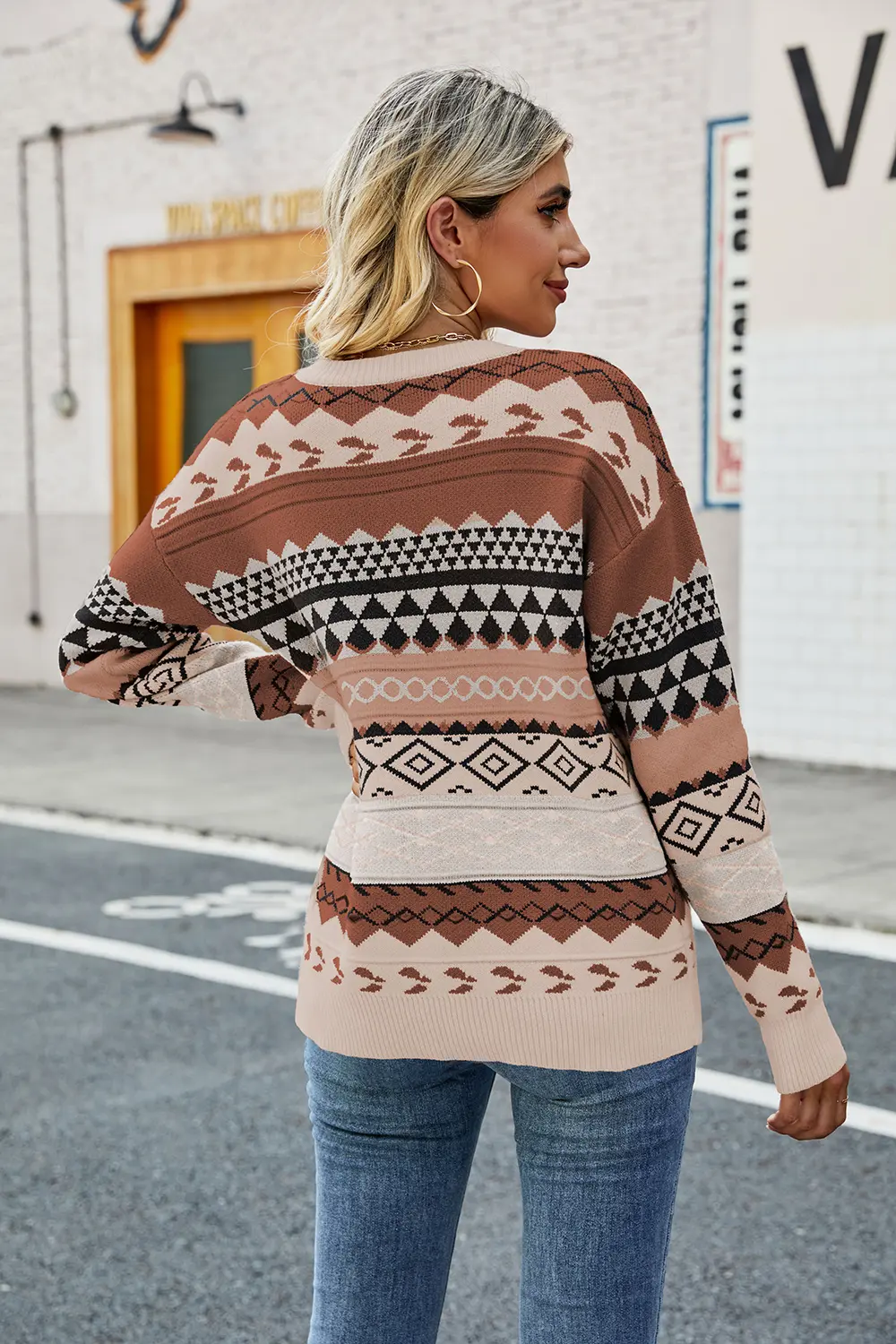 Round Neck Drop Shoulder Sweater, image 9