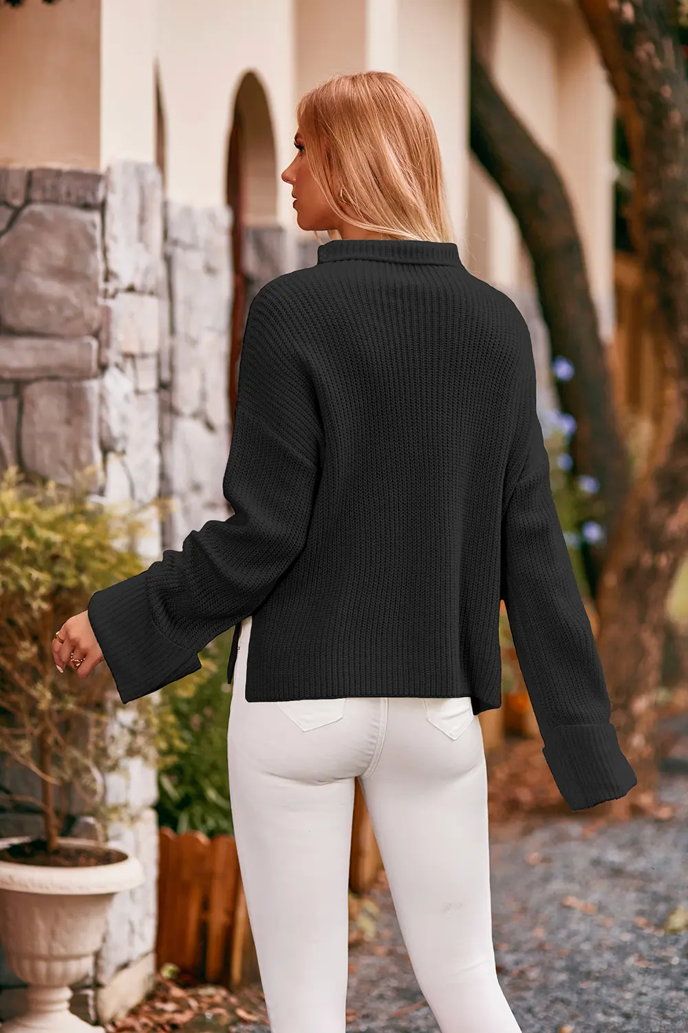 Mock Neck Drop Shoulder Sweater, image 5