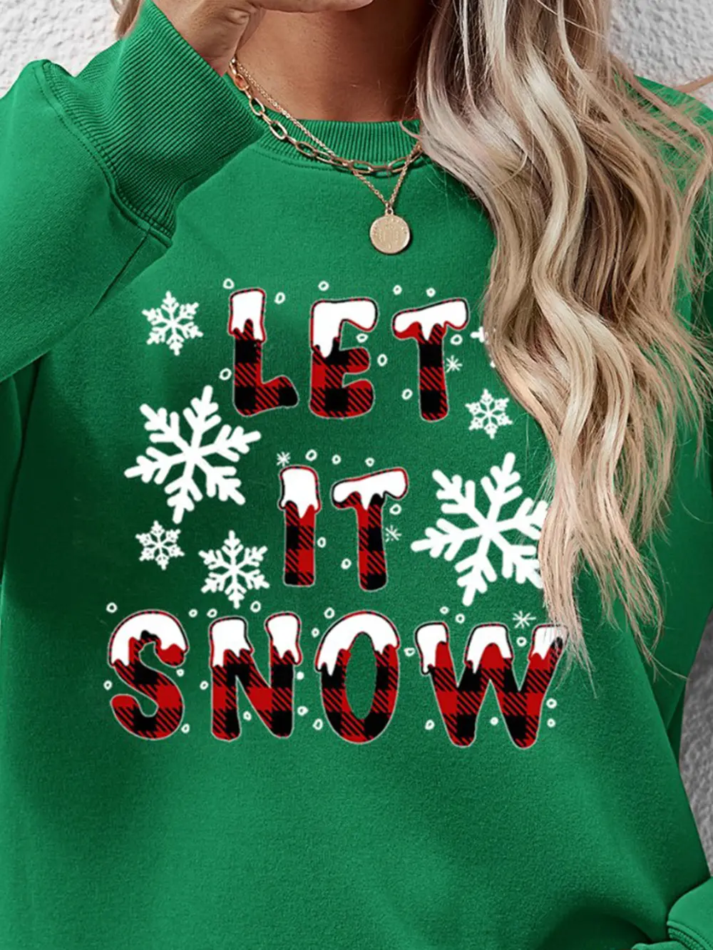 LET IT SNOW Round Neck Long Sleeve Sweatshirt, image 4