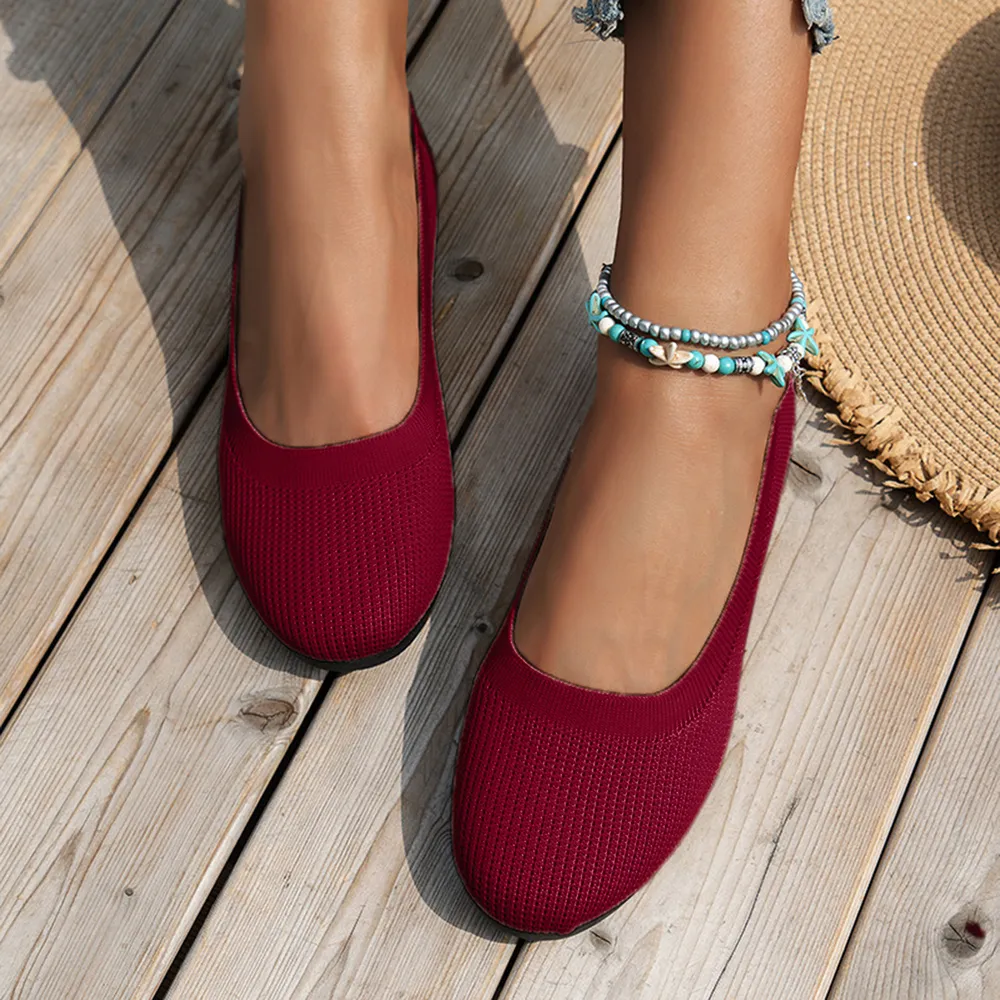 Round Toe Knit Ballet Flats, image 10