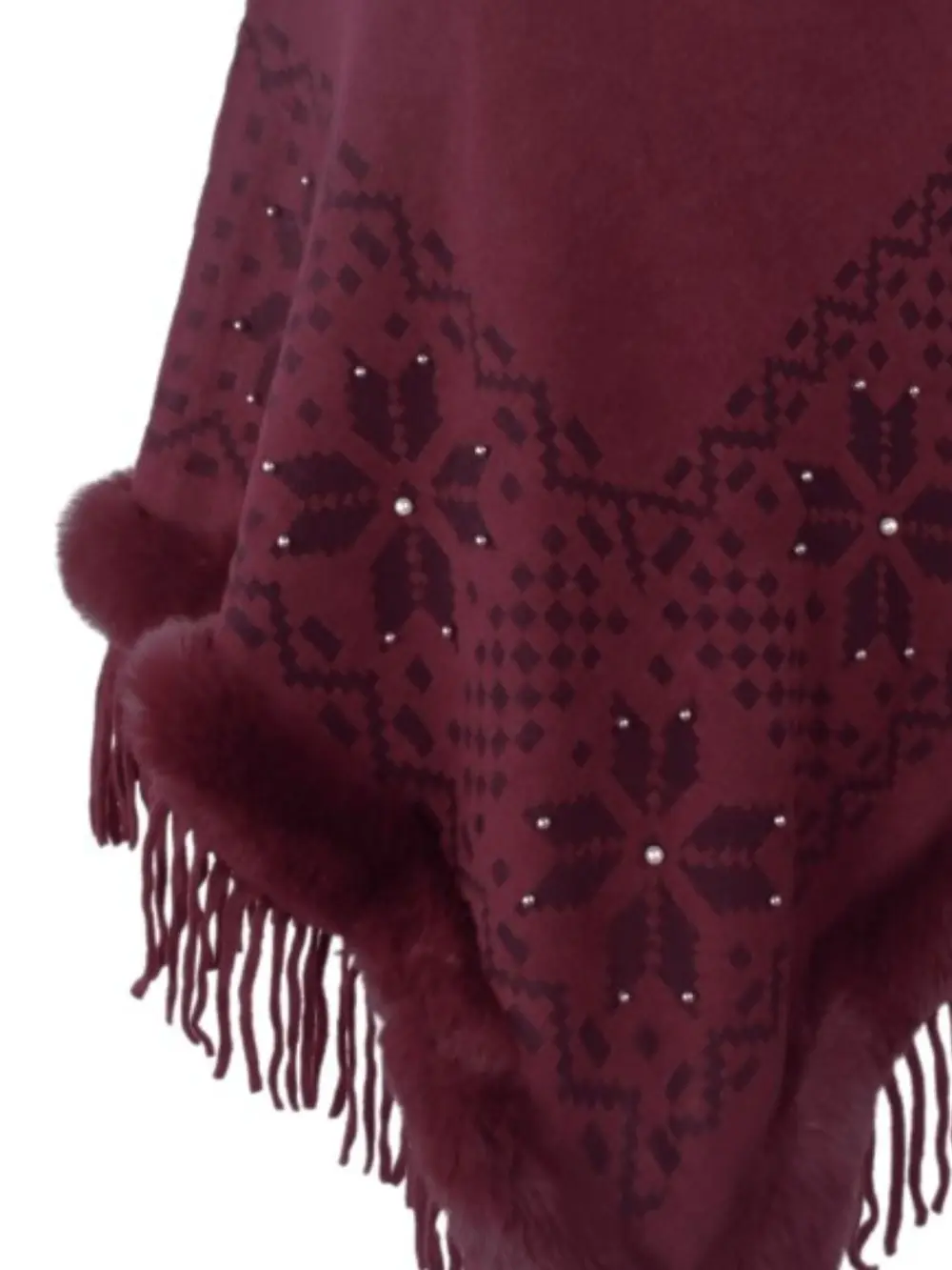 Fringe Geometric Cape Sleeve Poncho, image 8