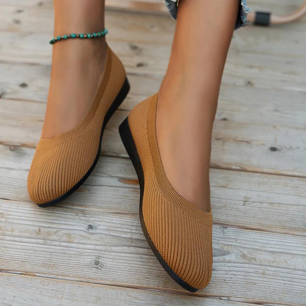 Round Toe Knit Ballet Flats, image 11